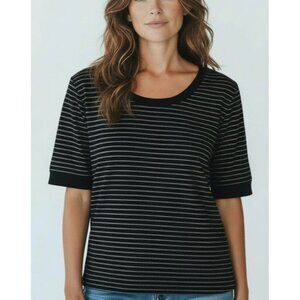 Ralph Lauren Sport Black & White Striped Short Sleeve T-Shirt Size L